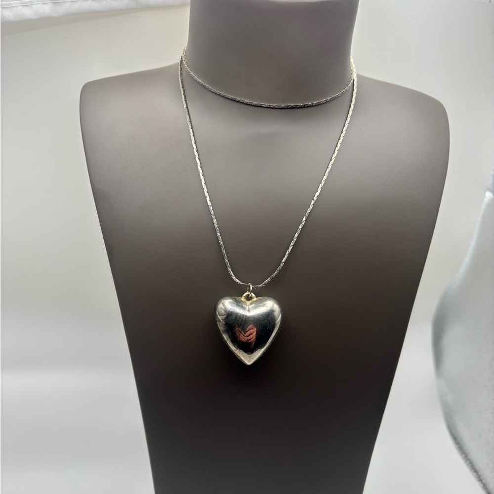 Vintage Sterling Silver Heart Necklace